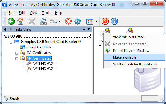Make certificate available